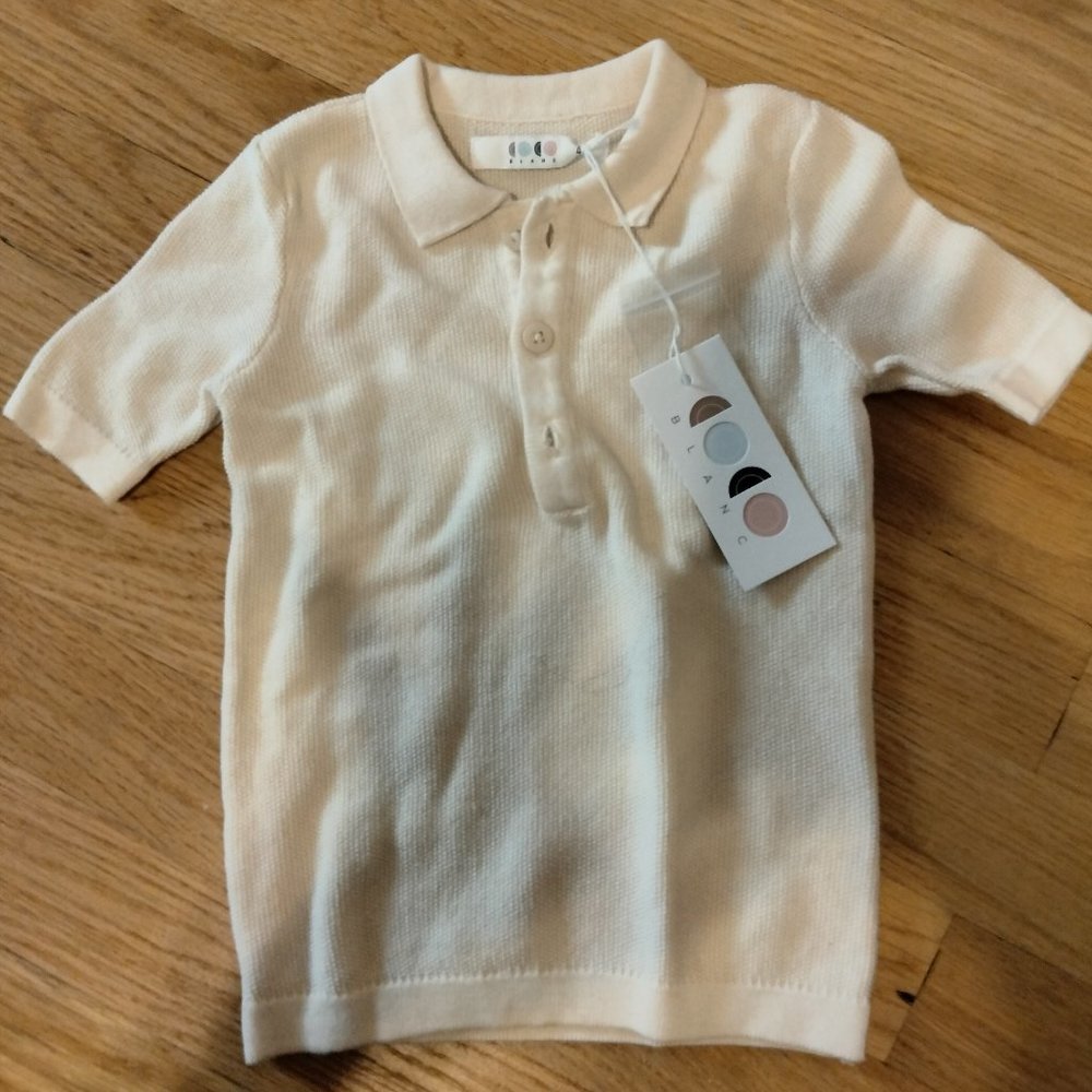 Coco Blanc knit polo shirt, cream, size 4